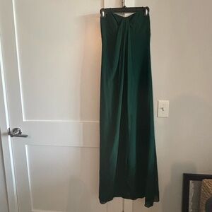 Nicole Miller Green Strapless Maxi A-Line Dress